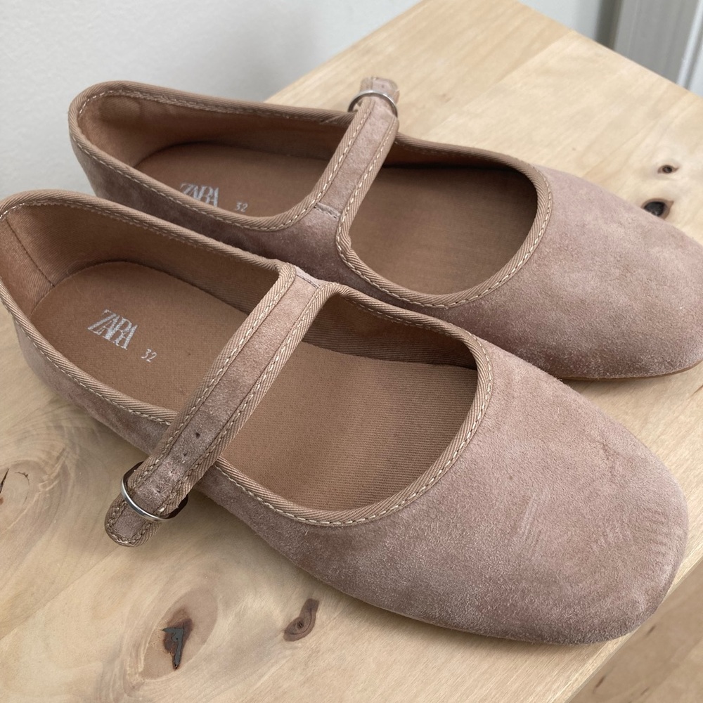 Zara girls mauve ballet flats size 1